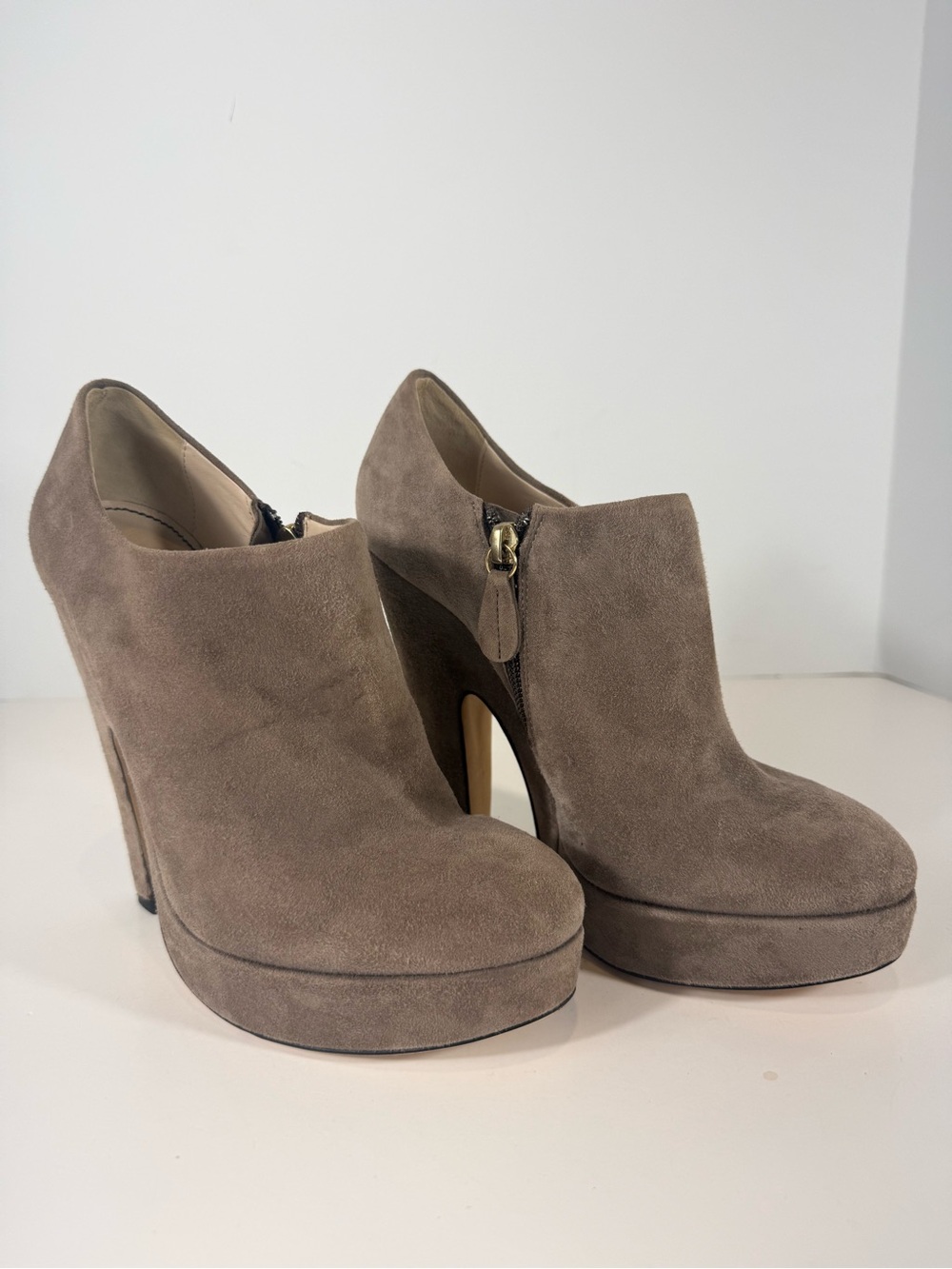 Jerome C. Rousseau Grey Suede Platform Ankle Booties US Size 8 EU 38